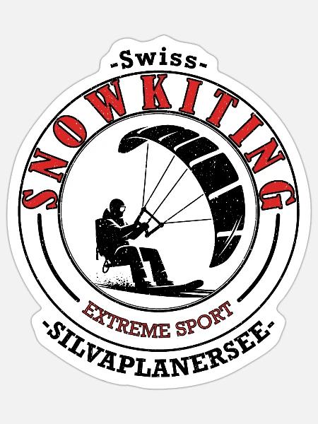 Swiss Snowkiting Red - Sticker Größe S (10 x 10 cm) - Mattweiß