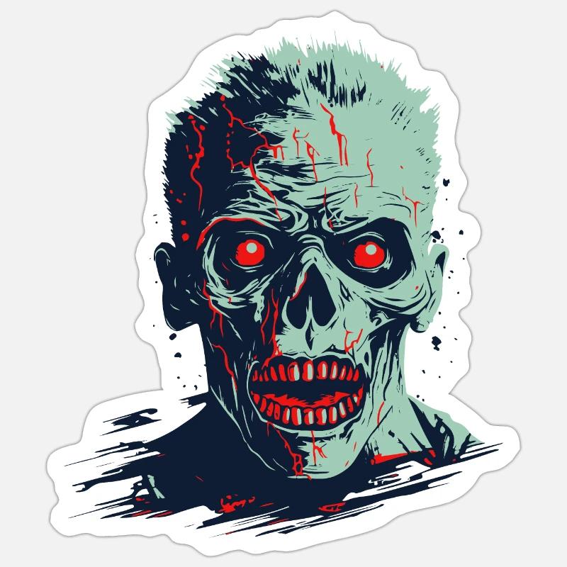 Illustration de goule horrible - Sticker taille S (10 x 10 cm) - blanc mat