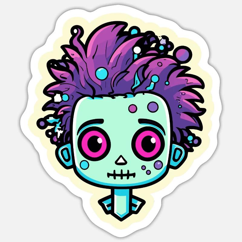 Illustration de zombie mignon - Sticker taille S (10 x 10 cm) - blanc mat