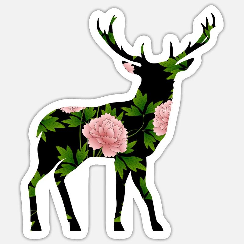 Hirsch - Sticker Größe S (10 x 10 cm) - Mattweiß
