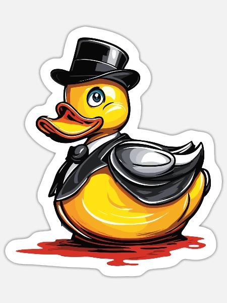 Gummiente / Badeente / Wasser / Badewanne - Sticker Größe S (10 x 10 cm) - Mattweiß