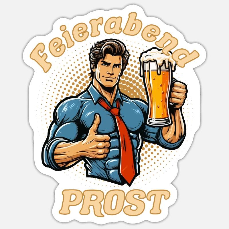 Feierabend Prost Sticker Größe S (10 x 10 cm)