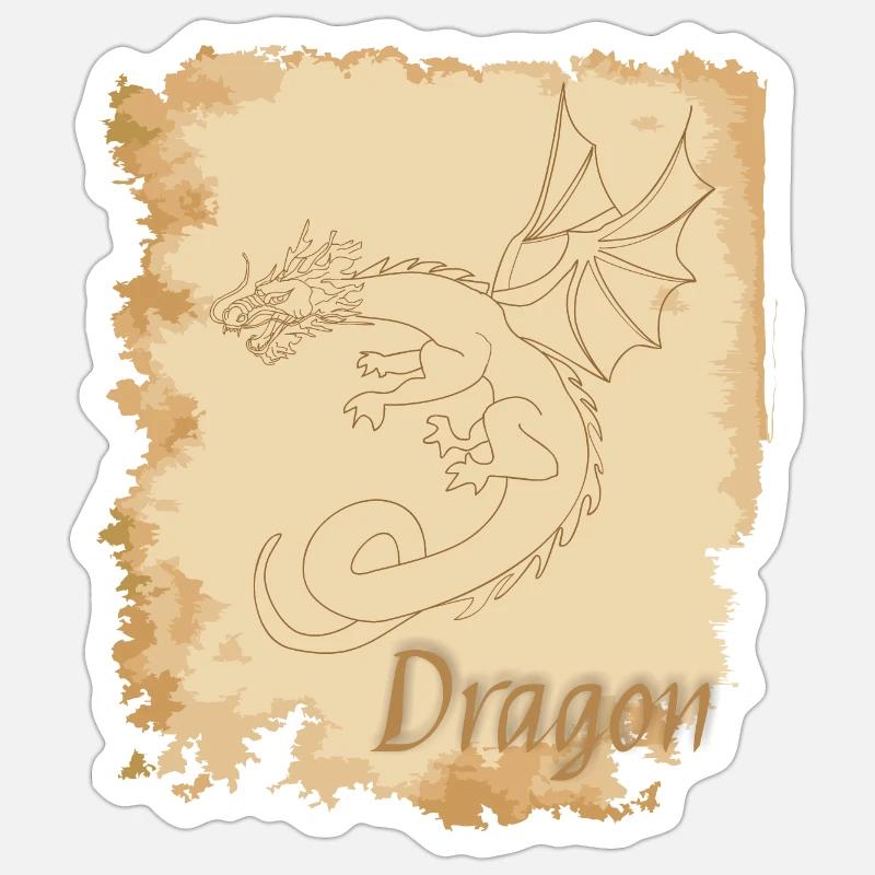 Uralter Drache - Sticker Größe S (10 x 10 cm) - Mattweiß