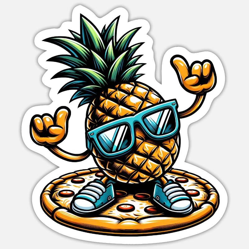 Cool Pineapple Pizza - Sticker size S (10 x 10 cm) - white matte