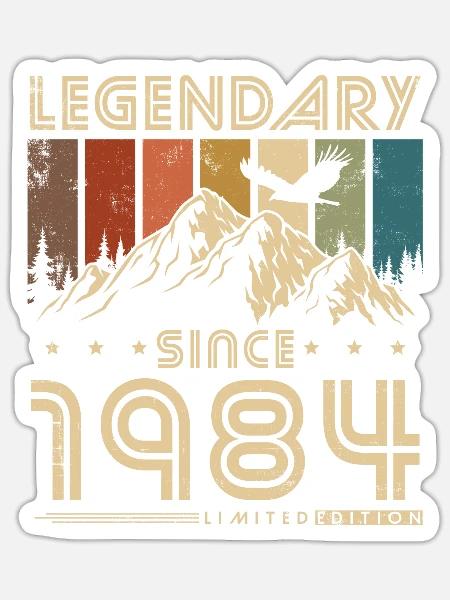 Legendär seit 1984 Jahrgang Vintage Geburtstag - Sticker Größe S (10 x 10 cm) - Mattweiß