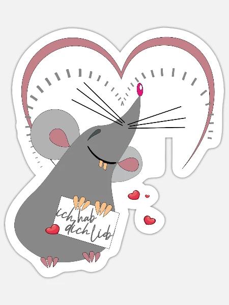 Maulwurf mit Herz - Sticker Größe S (10 x 10 cm) - Mattweiß