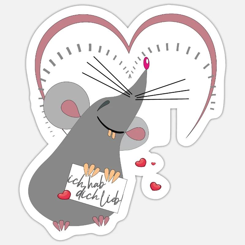 Maulwurf mit Herz - Sticker Größe S (10 x 10 cm) - Mattweiß