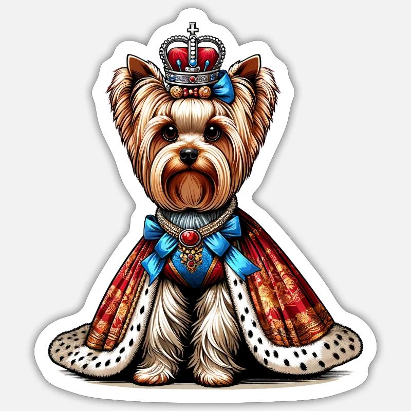 Princesse Yorkshire Terrier - Sticker taille S (10 x 10 cm) - blanc mat