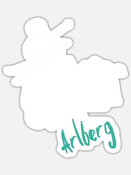 Skifahren Arlberg - Sticker Größe S (10 x 10 cm) - Mattweiß