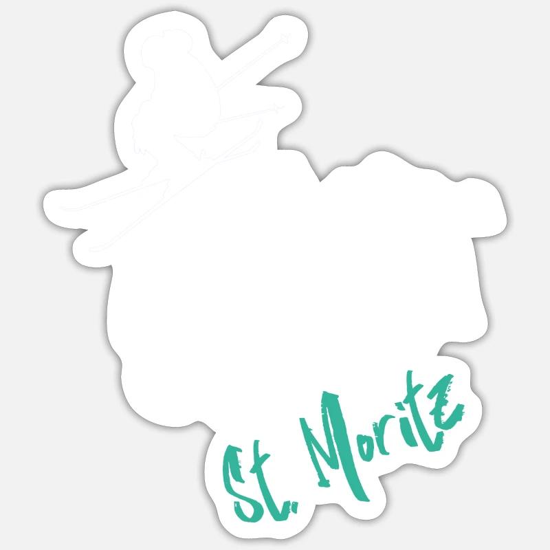 Skiing St Moritz Sticker size S (10 x 10 cm)
