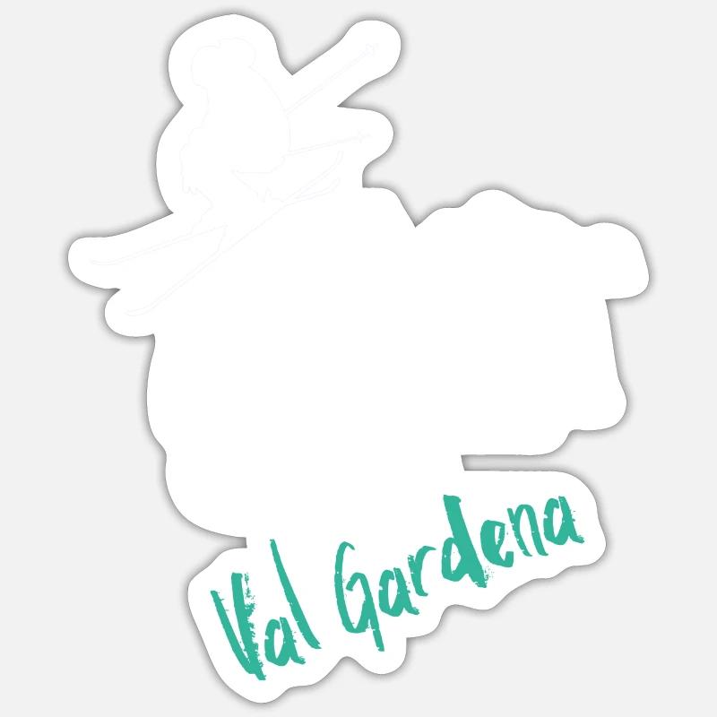 Ski Val Gardena - Sticker taille S (10 x 10 cm) - blanc mat