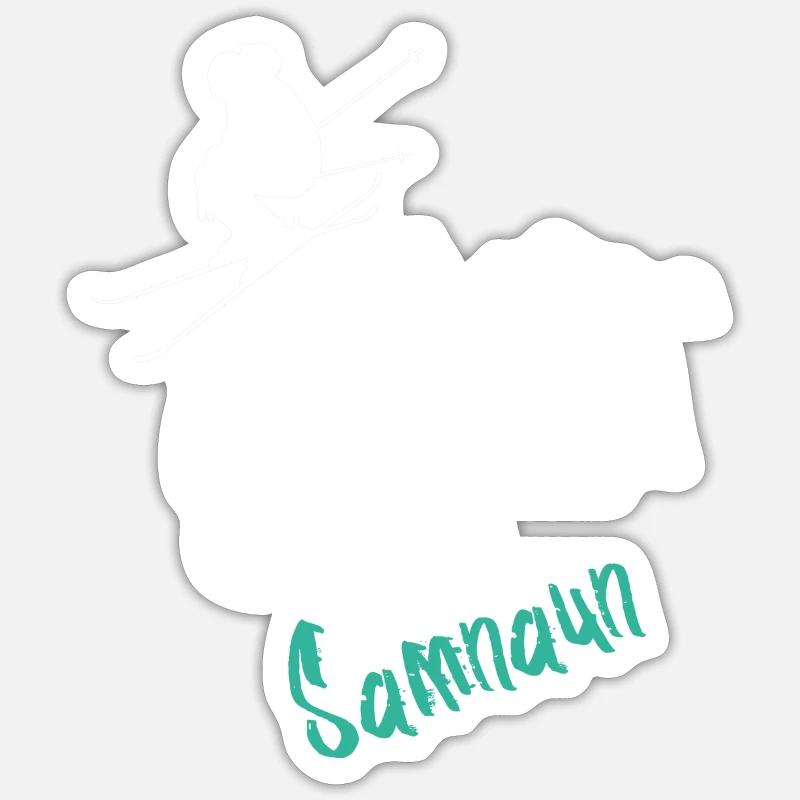 Skiing Samnaun - Sticker size S (10 x 10 cm) - white matte