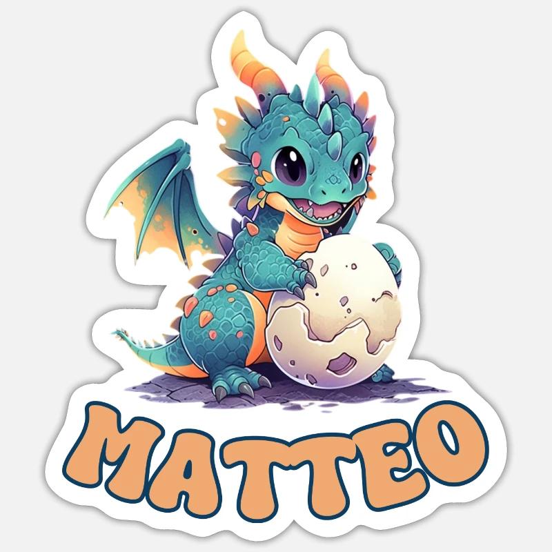 Matteo - Name - Drache Sticker Größe S (10 x 10 cm)