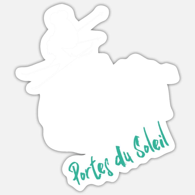 Ski Portes du Soleil - Sticker taille S (10 x 10 cm) - blanc mat
