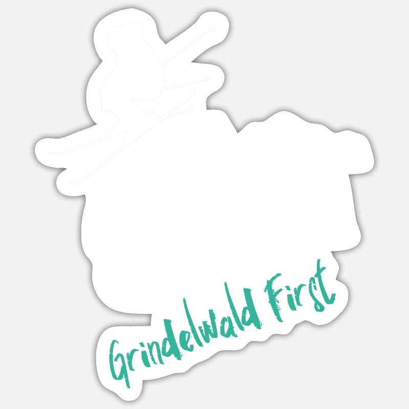 Skiing Grindelwald First Sticker size S (10 x 10 cm)
