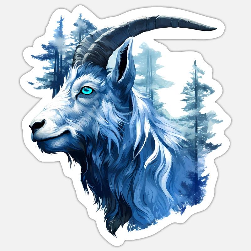 Ziege - Sticker Größe S (10 x 10 cm) - Mattweiß
