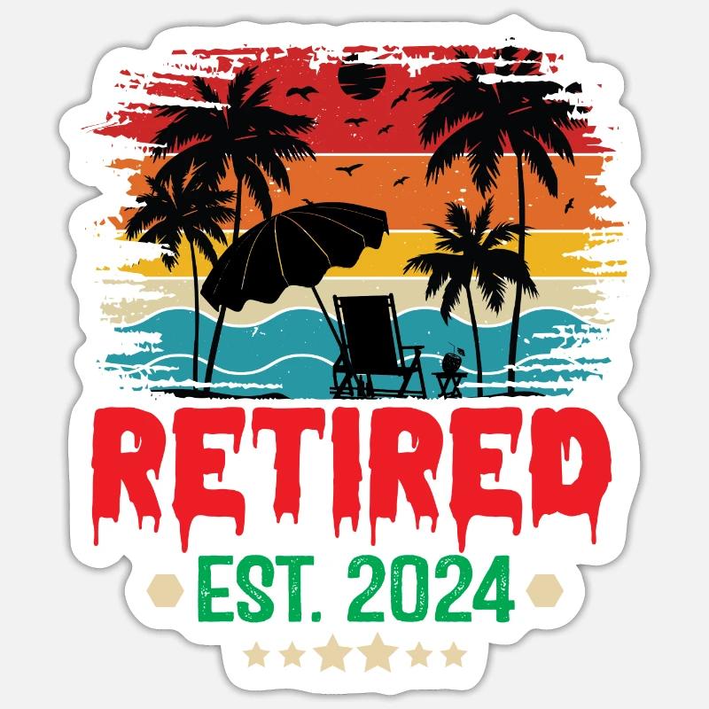 Retraité 2024 - Sticker taille S (10 x 10 cm) - blanc mat