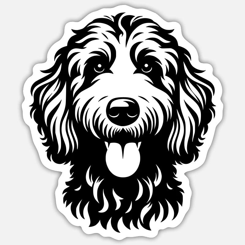 Goldendoodle Drawing Head Sticker size S (10 x 10 cm)