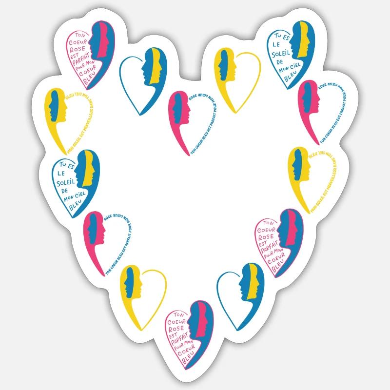 coeur numéro3 - Sticker taille S (10 x 10 cm) - blanc mat