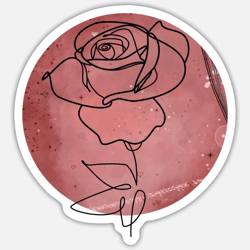 Rosen-Minimalismus Sticker Größe S (10 x 10 cm)