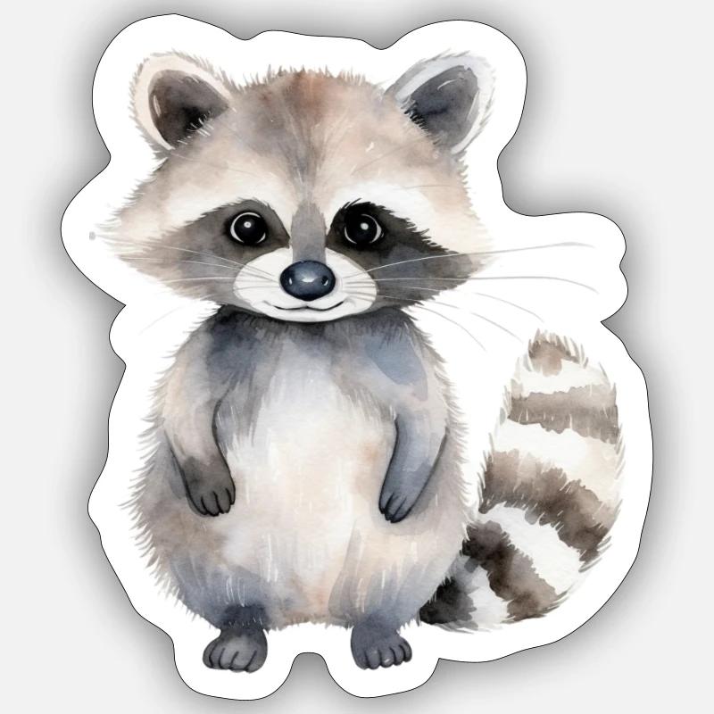 Raton laveur Lena - Sticker taille S (10 x 10 cm) - blanc mat