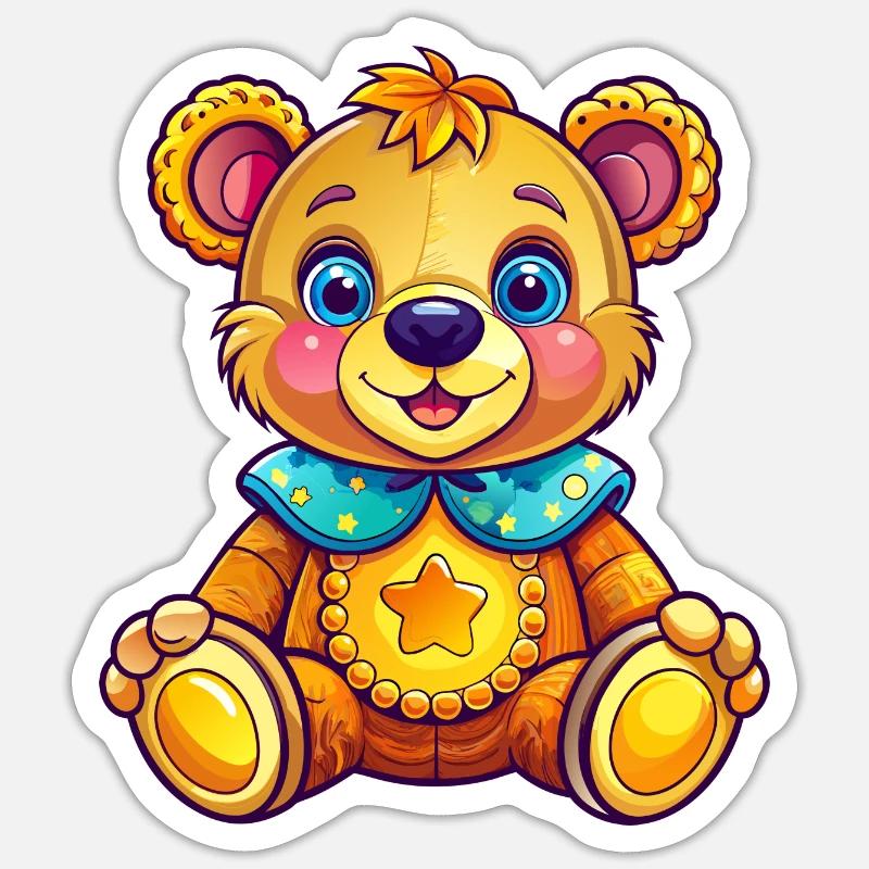 Mignon nounours - Sticker taille S (10 x 10 cm) - blanc mat