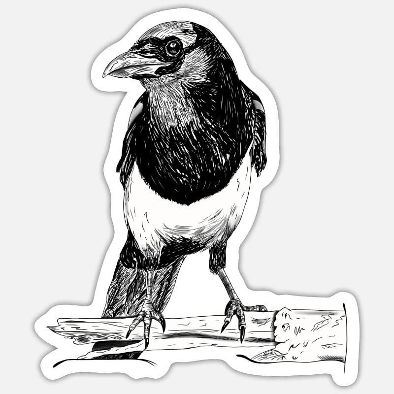 La pie - Sticker taille S (10 x 10 cm) - blanc mat
