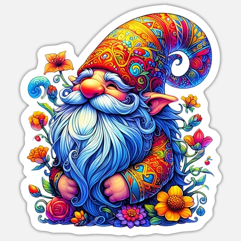 Elfe gobelin gnome - Sticker taille S (10 x 10 cm) - blanc mat