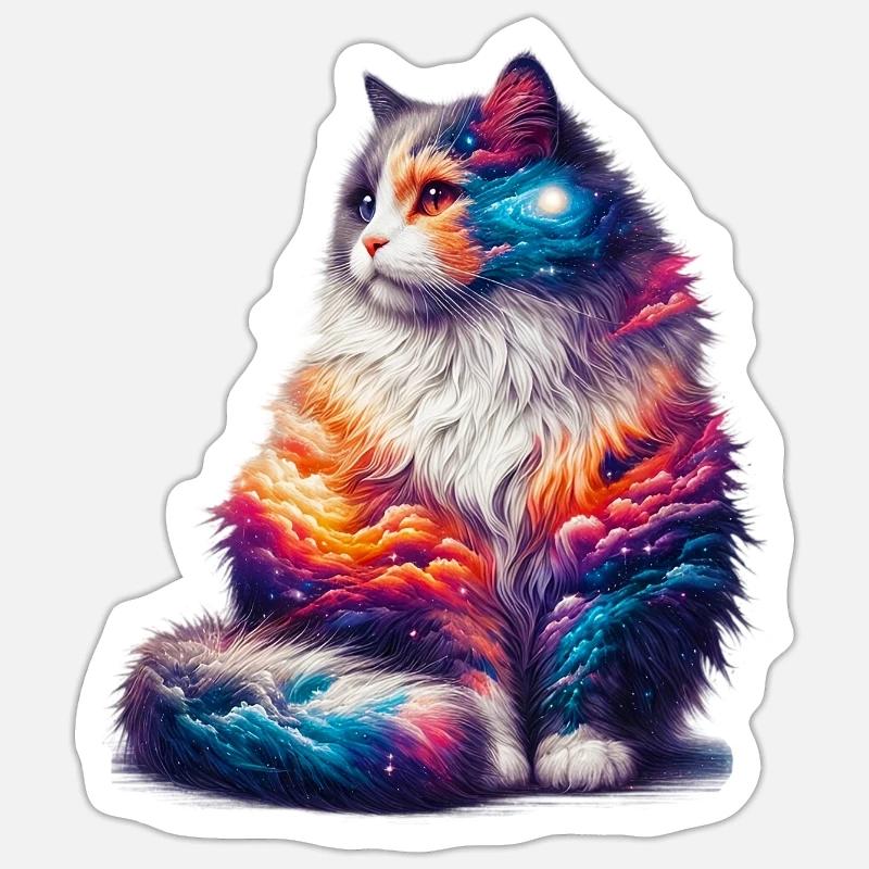 Chat - Sticker taille S (10 x 10 cm) - blanc mat