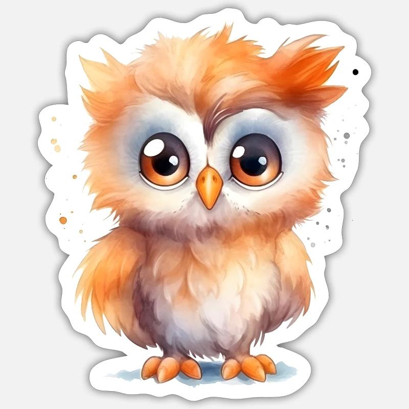 Hibou - Sticker taille S (10 x 10 cm) - blanc mat