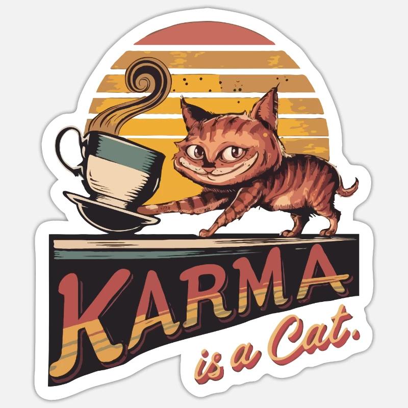 Karma est un chat - Sticker taille S (10 x 10 cm) - blanc mat