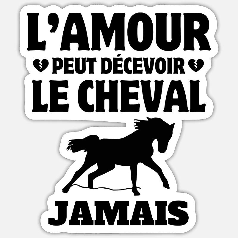cheval, fan de cheval, cavalier - Sticker taille S (10 x 10 cm) - blanc mat
