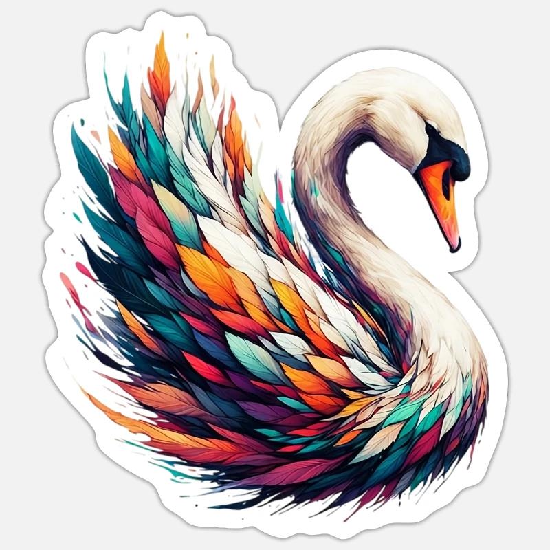 Schwan - Sticker Größe S (10 x 10 cm) - Mattweiß