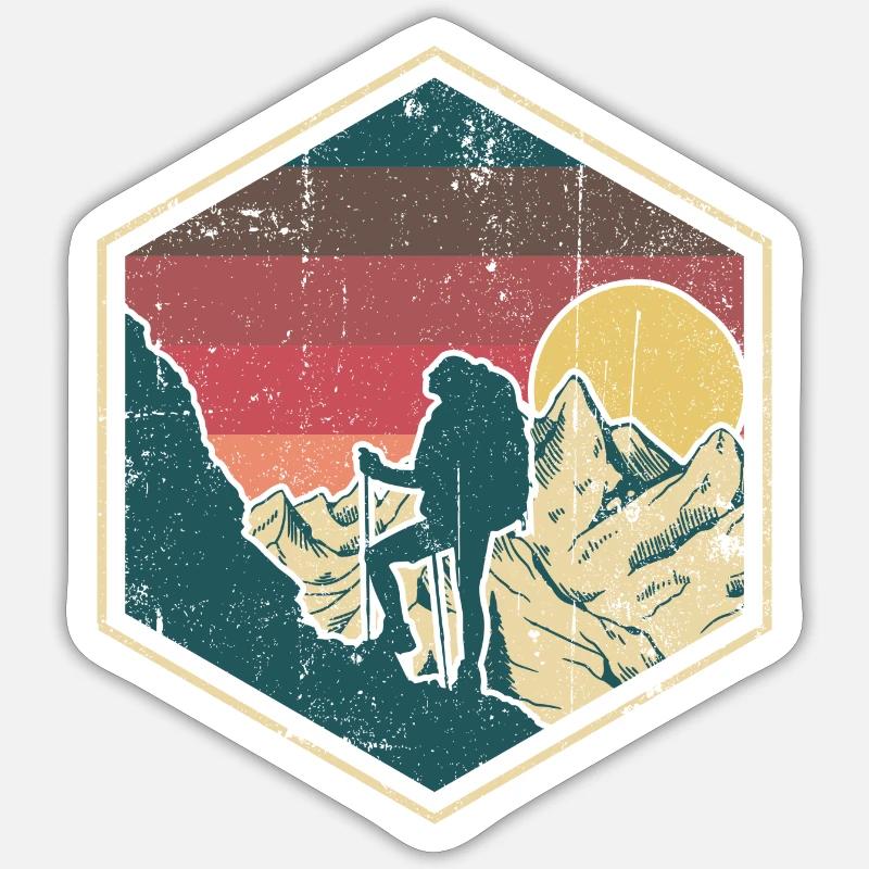 Sunset Summit Climber Hex-Abzeichen - Sticker Größe S (10 x 10 cm) - Mattweiß