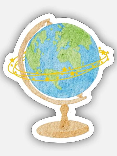 Weltkugel Sterne - Sticker Größe S (10 x 10 cm) - Mattweiß