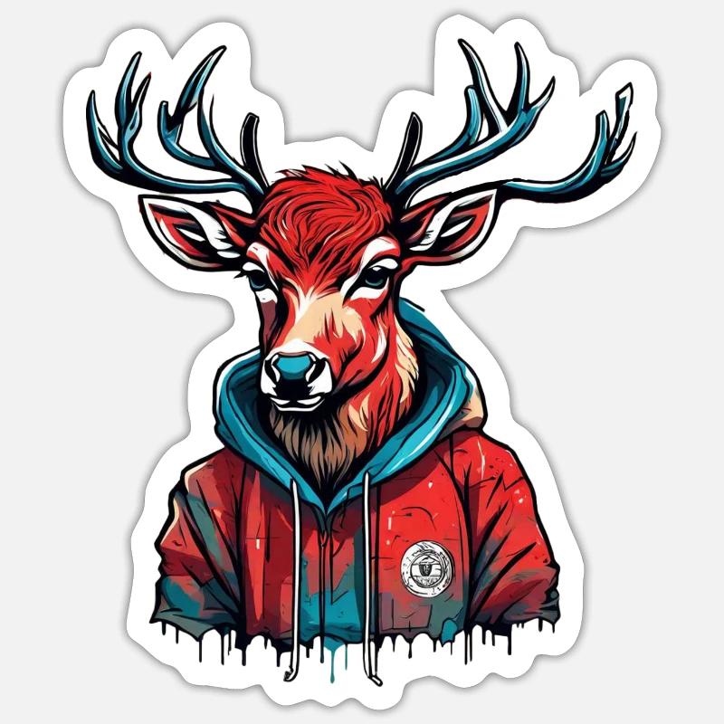 Rotwild Hirsch Jäger Reh Geweih Sticker Größe S (10 x 10 cm)