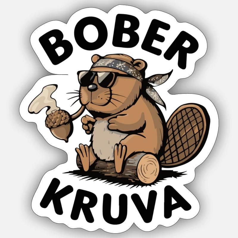 Bober der bieber - Sticker Größe S (10 x 10 cm) - Mattweiß