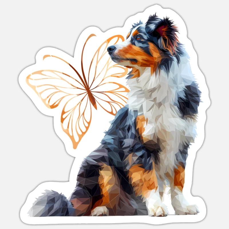 Berger anglais - Sticker taille S (10 x 10 cm) - blanc mat