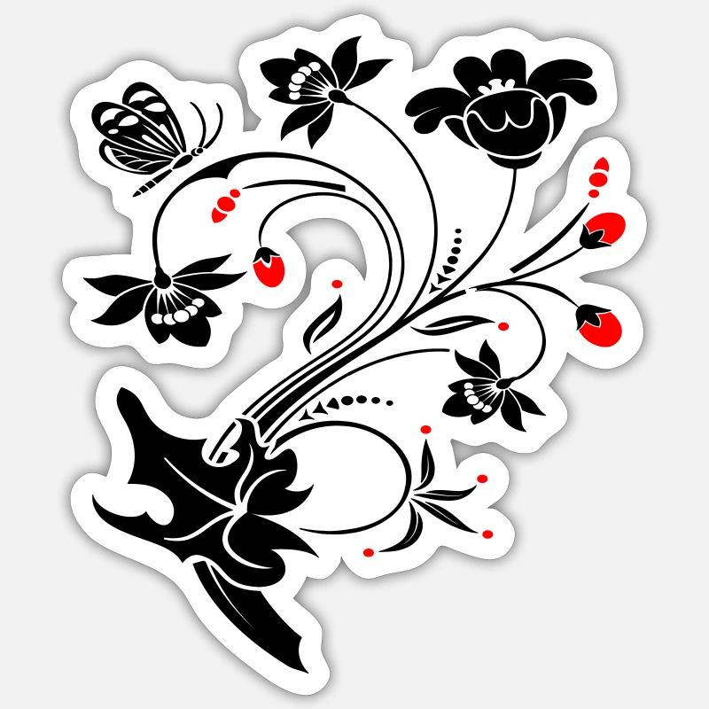 Vrille de fleur Sticker taille S (10 x 10 cm)
