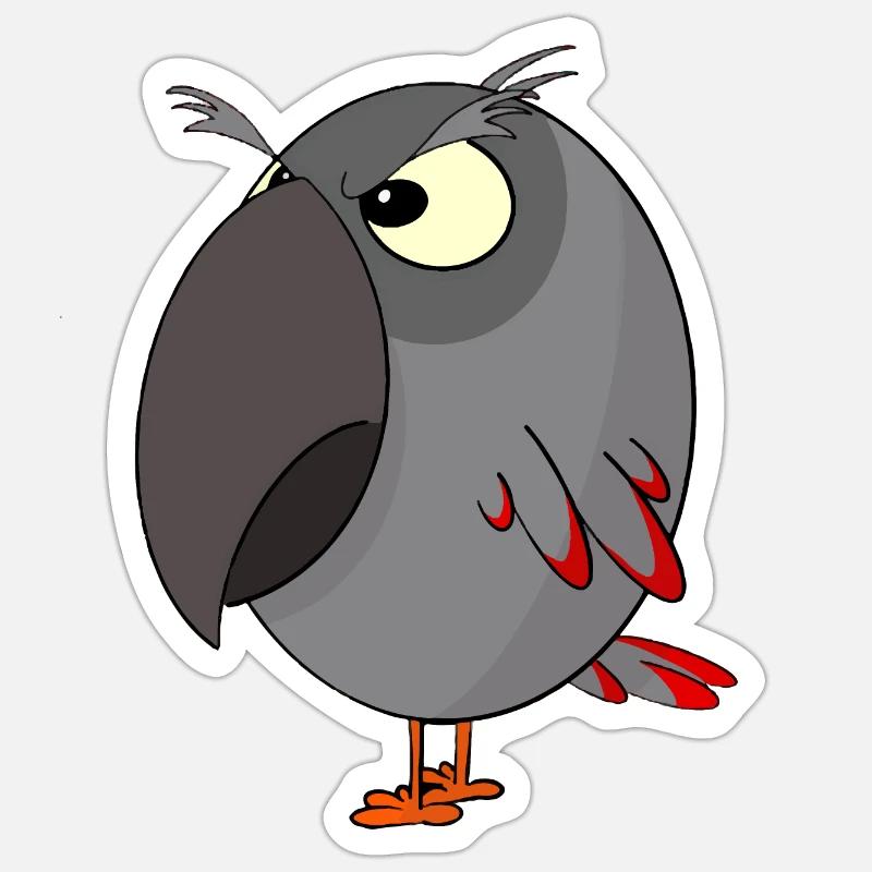 Perroquet gris en colère - Sticker taille S (10 x 10 cm) - blanc mat