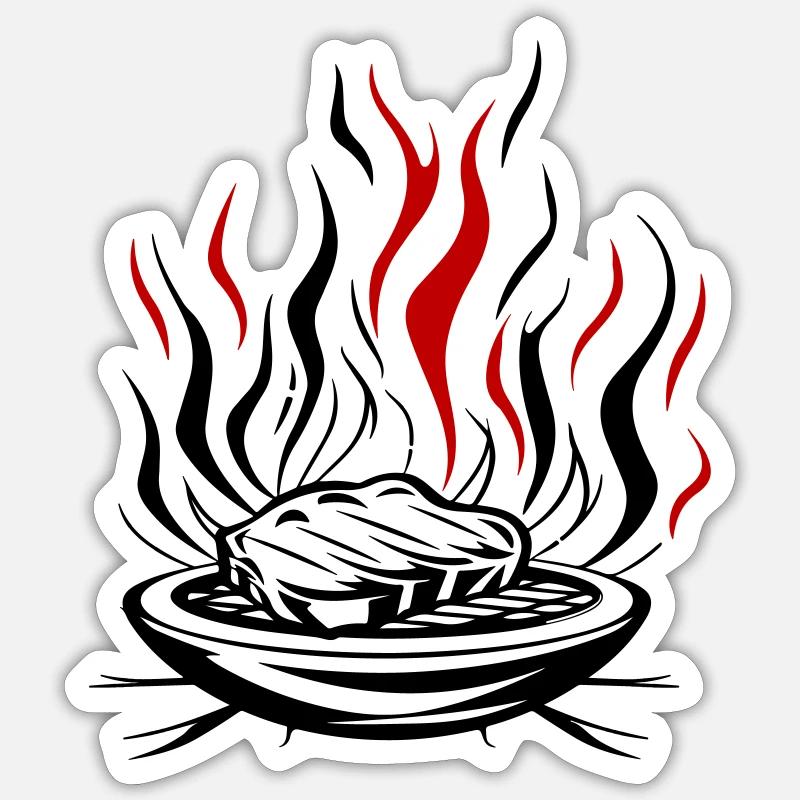 Grill Flame Meat Bbq Sticker size S (10 x 10 cm)