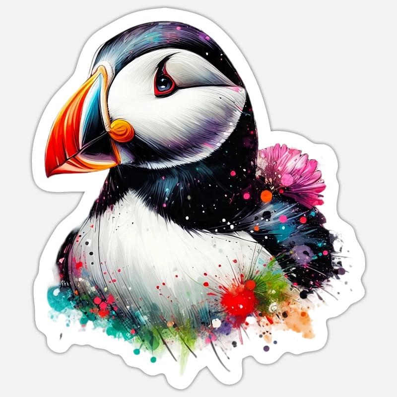 Macareux - Sticker taille S (10 x 10 cm) - blanc mat