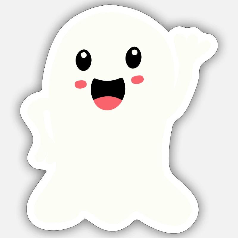 Fantôme 2 - Sticker taille S (10 x 10 cm) - blanc mat
