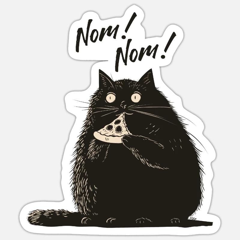 Mr. Catnip - Pizza NomNom - Sticker Größe S (10 x 10 cm) - Mattweiß