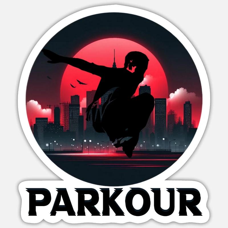 Parkour - Sticker taille S (10 x 10 cm) - blanc mat