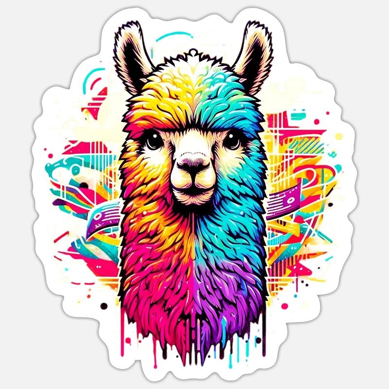 Alpaka - Sticker Größe S (10 x 10 cm) - Mattweiß