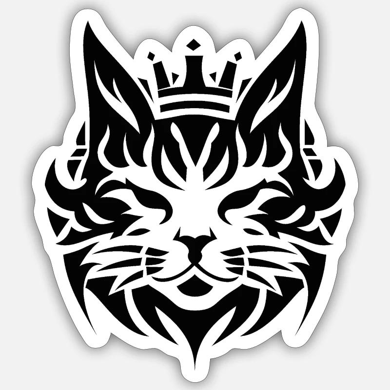 Concise cat with crown Sticker size S (10 x 10 cm)
