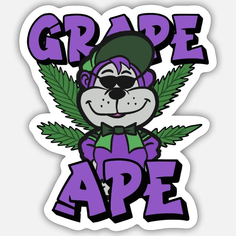 Singe raisin - Sticker taille S (10 x 10 cm) - blanc mat
