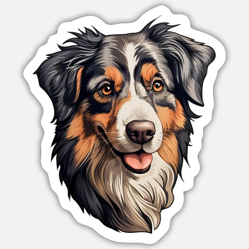 Australian Shepherd Head - Sticker size S (10 x 10 cm) - white matte