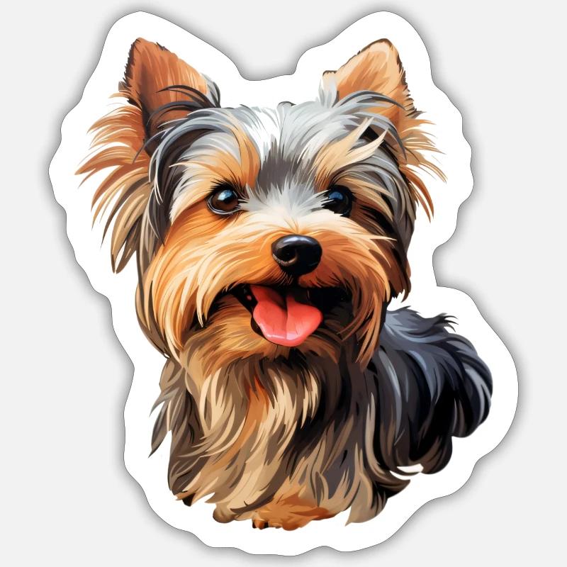 Yorkshire Terrier mignon - Sticker taille S (10 x 10 cm) - blanc mat
